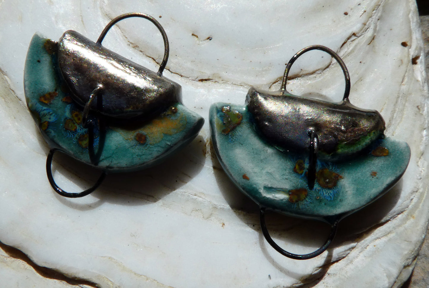Ceramic Folded Handbag Connectors - Mystic Jade