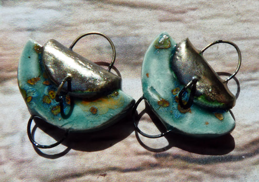 Ceramic Folded Handbag Connectors - Mystic Jade