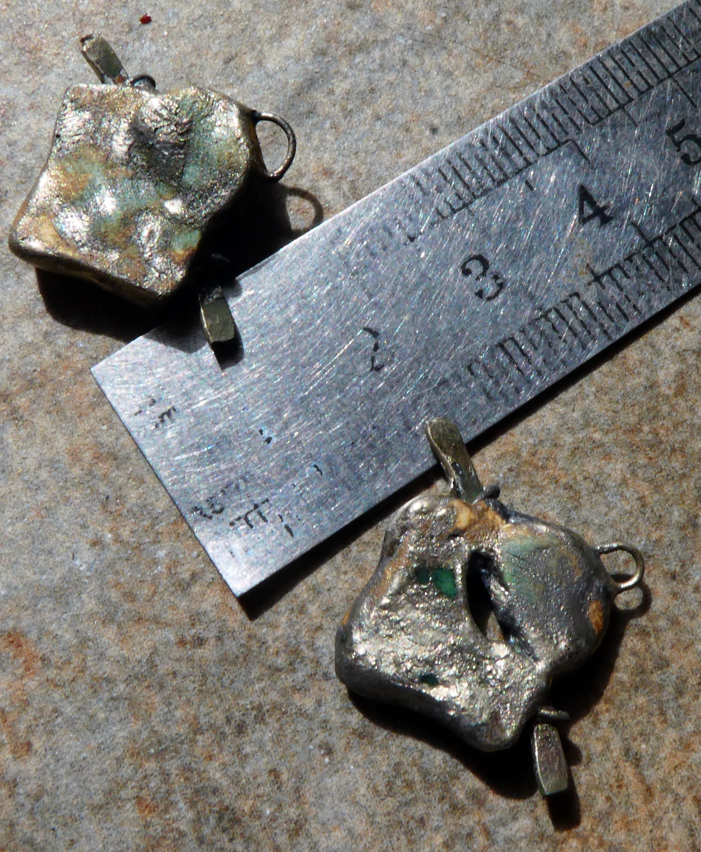 Ceramic Chunky Rustic Bronzy Charms