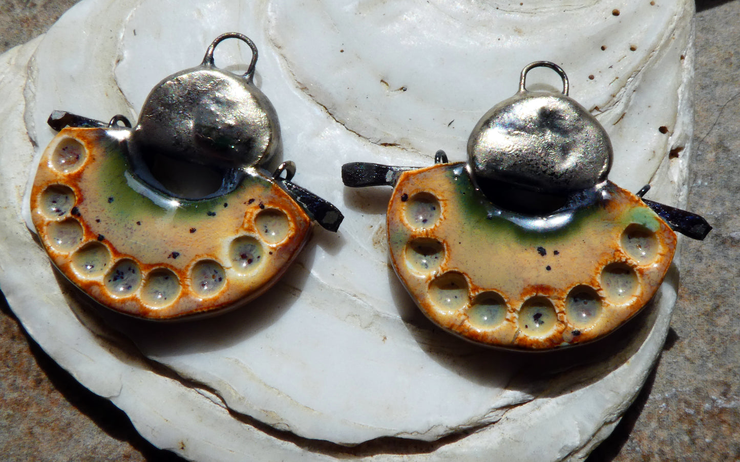 Ceramic Samurai Inspired Charms -Amber Ash