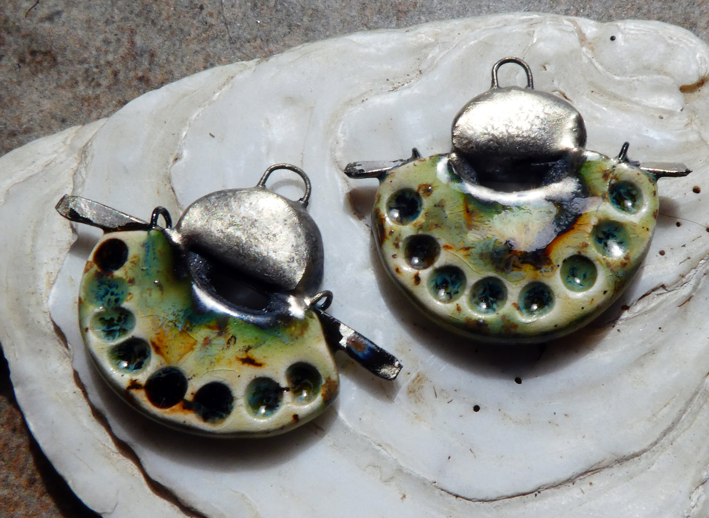 Ceramic Samurai Inspired Charms -Cappuccino Mint