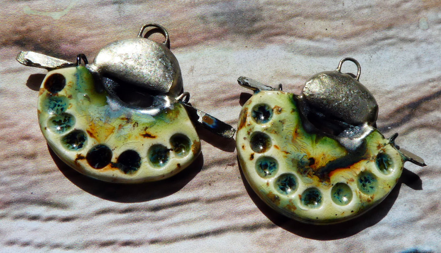 Ceramic Samurai Inspired Charms -Cappuccino Mint