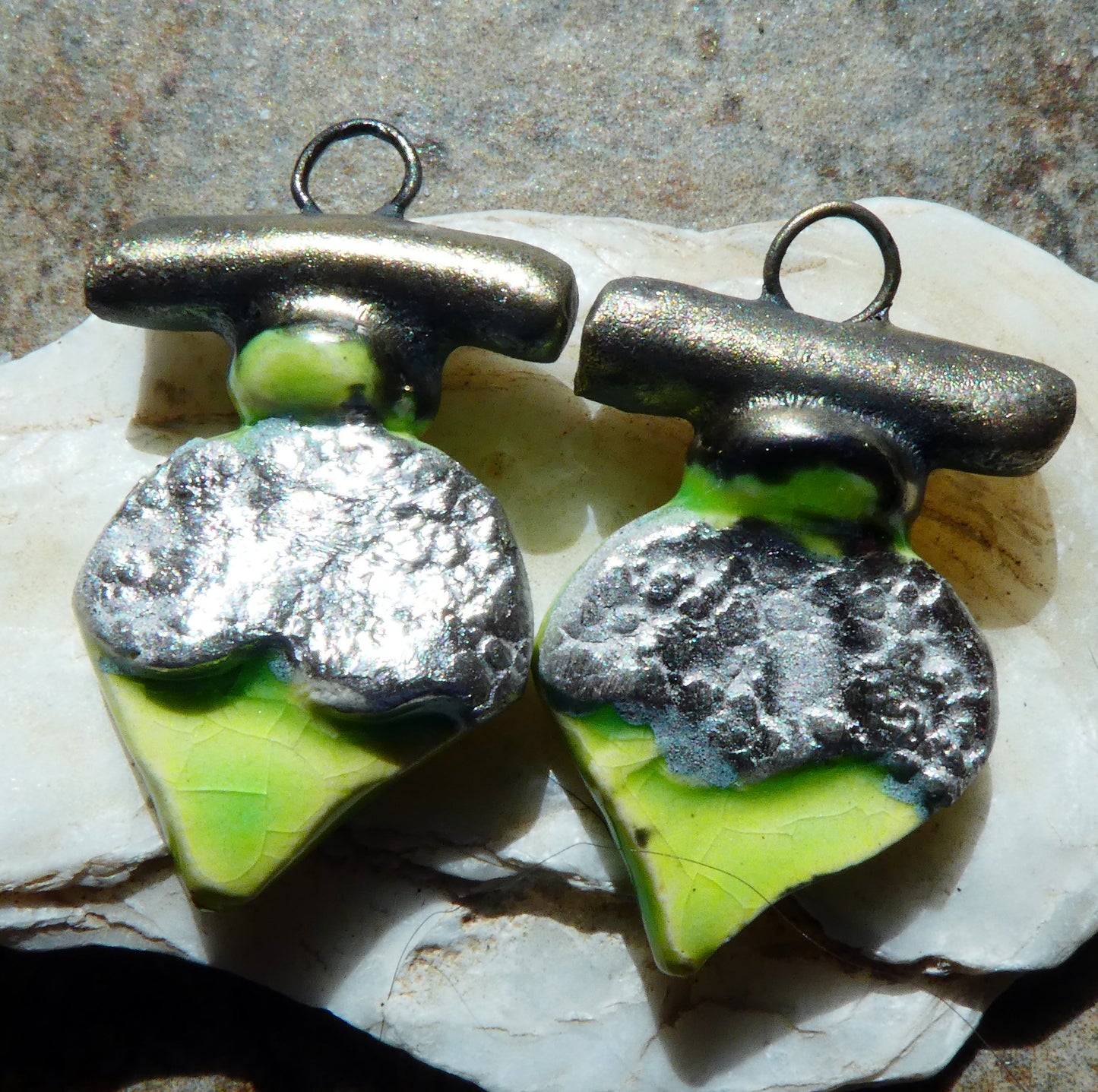Ceramic Tuareg Inspired Charms -Lime