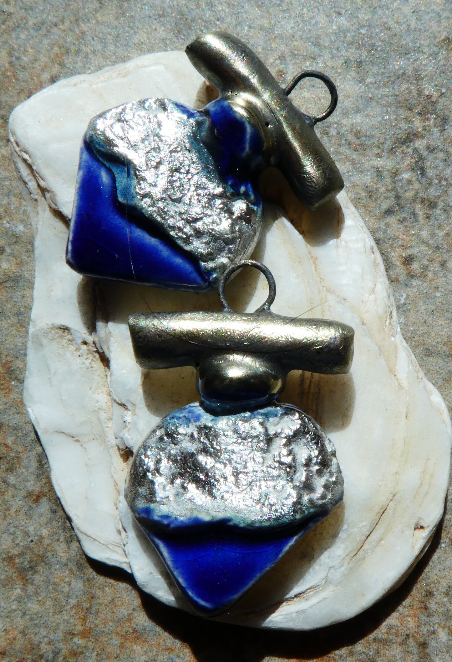 Ceramic Tuareg Inspired Charms -Mirror Blue