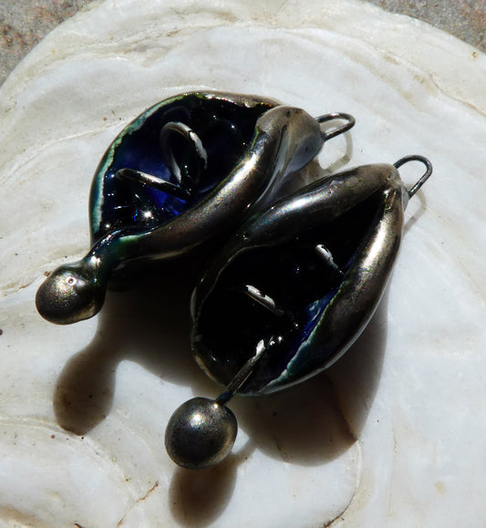 Ceramic Springy in the Middle Charms -Mirror Blue