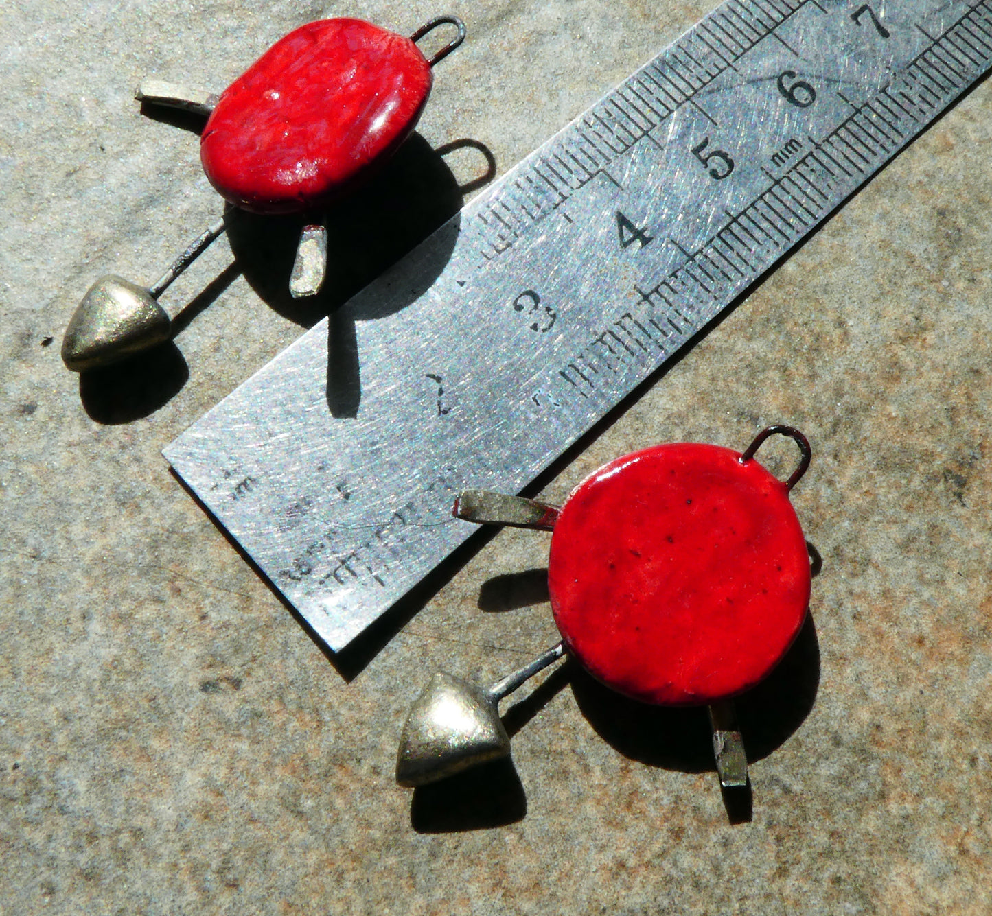 Ceramic Round Shield Charms - Red