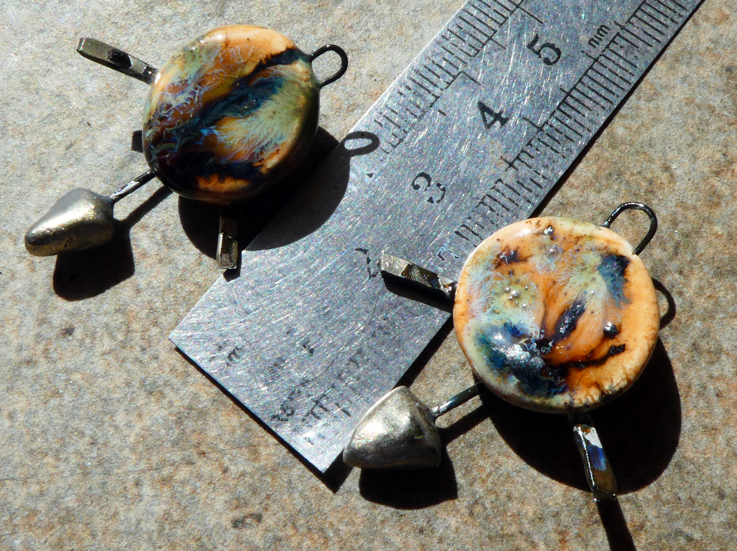 Ceramic Round Shield Charms - Oriental Caramel