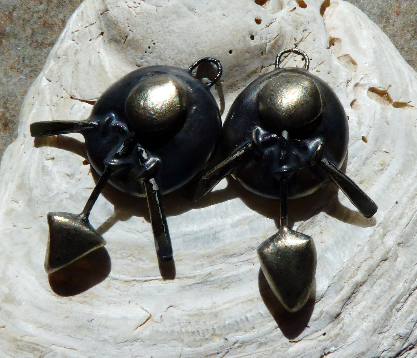 Ceramic Round Shield Charms - Pewter