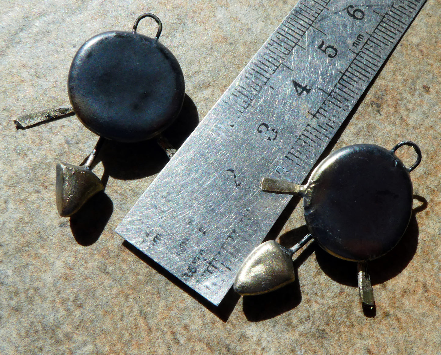 Ceramic Round Shield Charms - Pewter