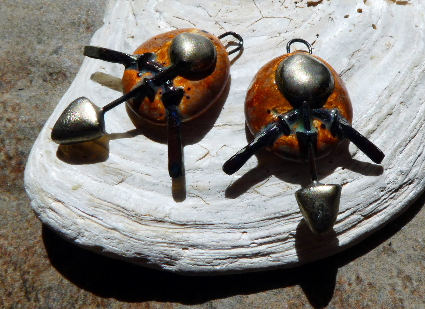 Ceramic Round Shield Charms - Amber Ash