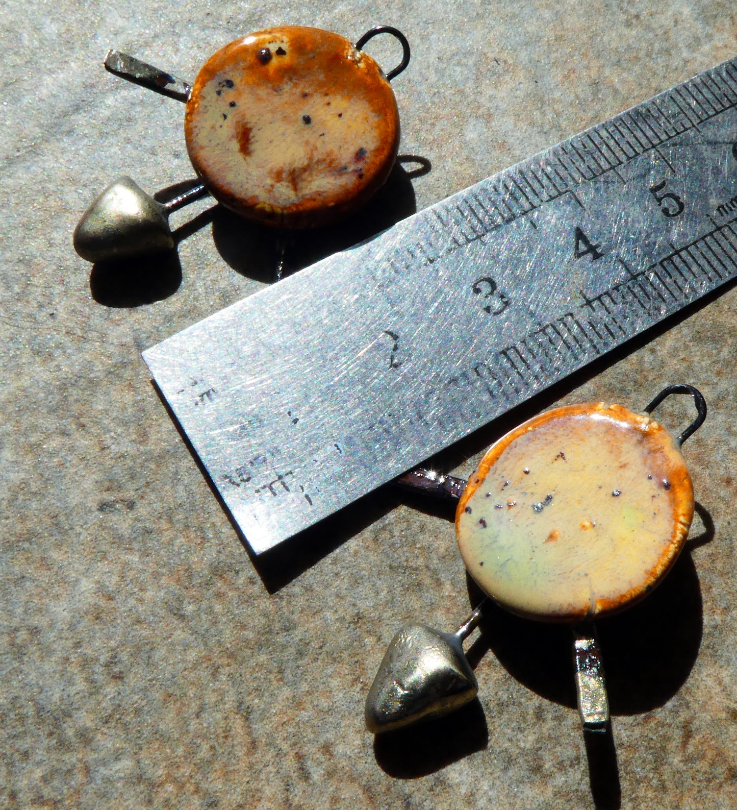 Ceramic Round Shield Charms - Amber Ash