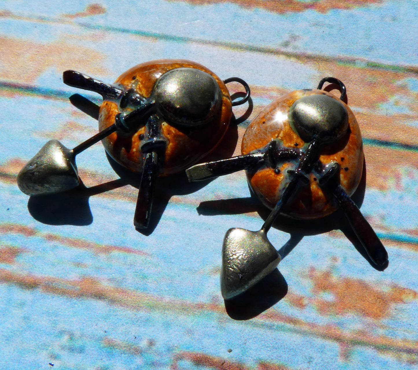 Ceramic Round Shield Charms - Amber Ash