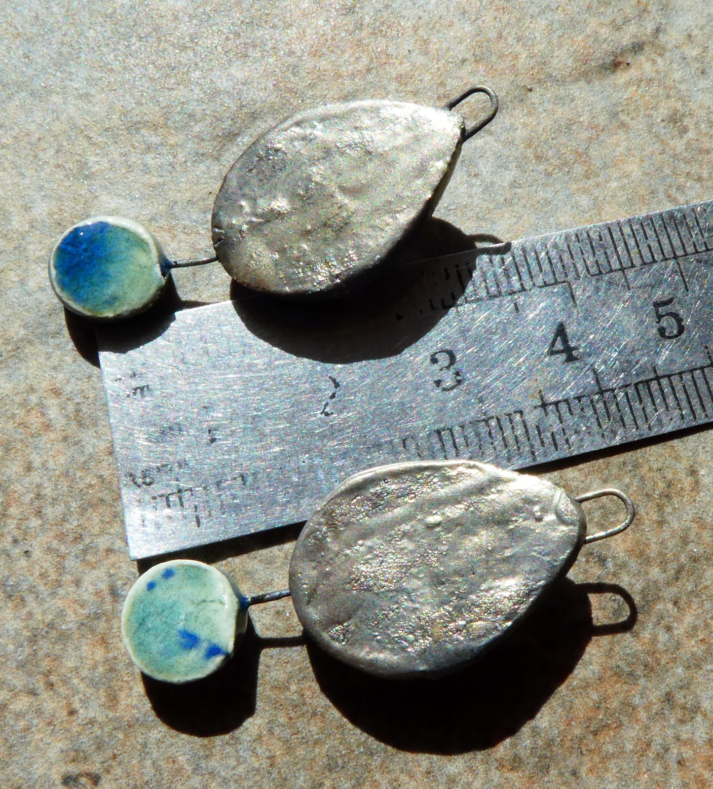 Ceramic Moulded Teardrop Dangles - Blue Azure