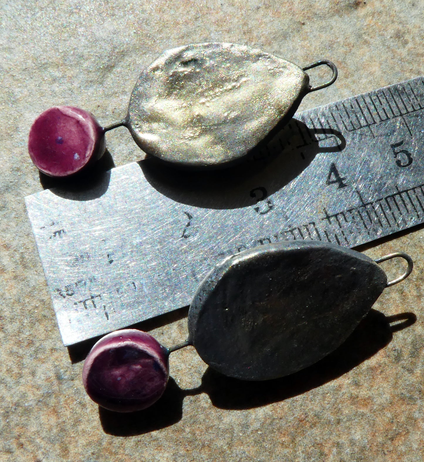Ceramic Moulded Teardrop Dangles - Plum Jelly