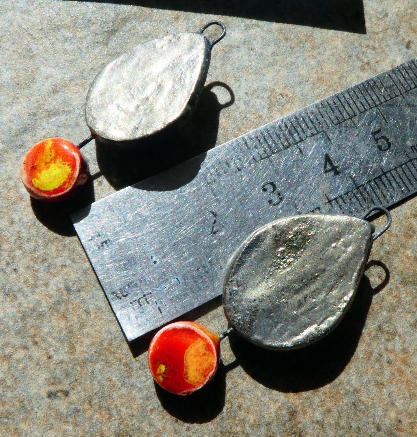 Ceramic Moulded Teardrop Dangles - Firecracker