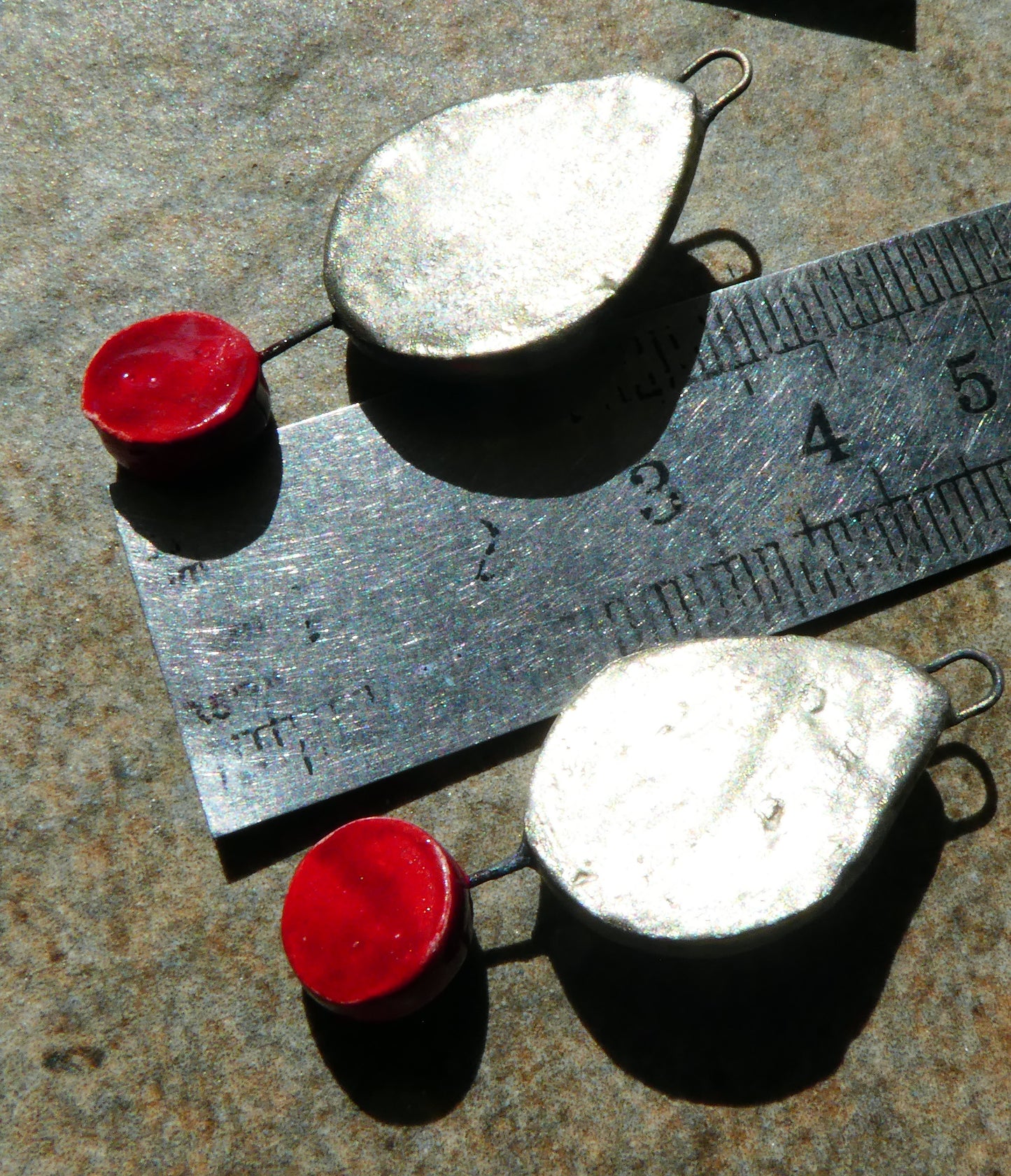 Ceramic Moulded Teardrop Dangles - Red