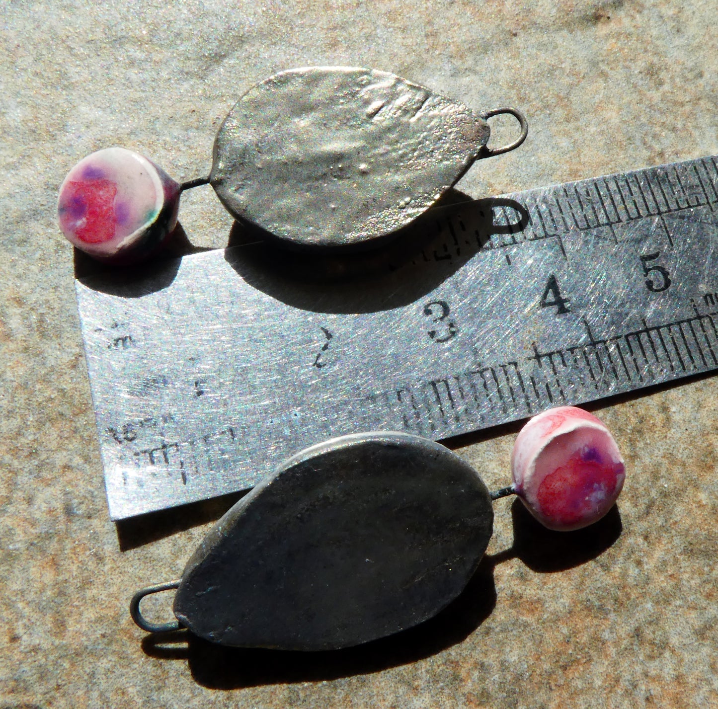 Ceramic Moulded Teardrop Dangles - Berry Tart