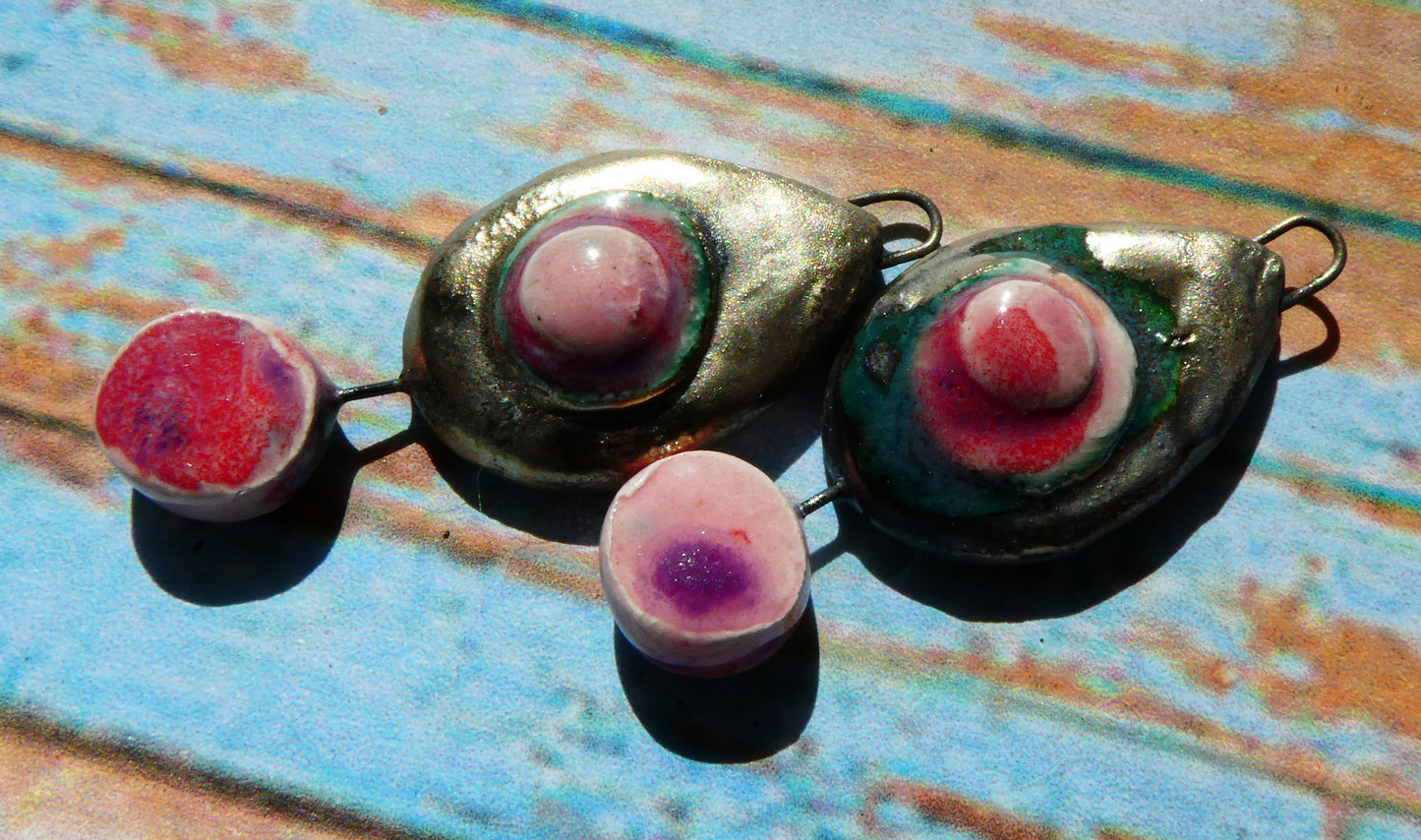 Ceramic Moulded Teardrop Dangles - Berry Tart