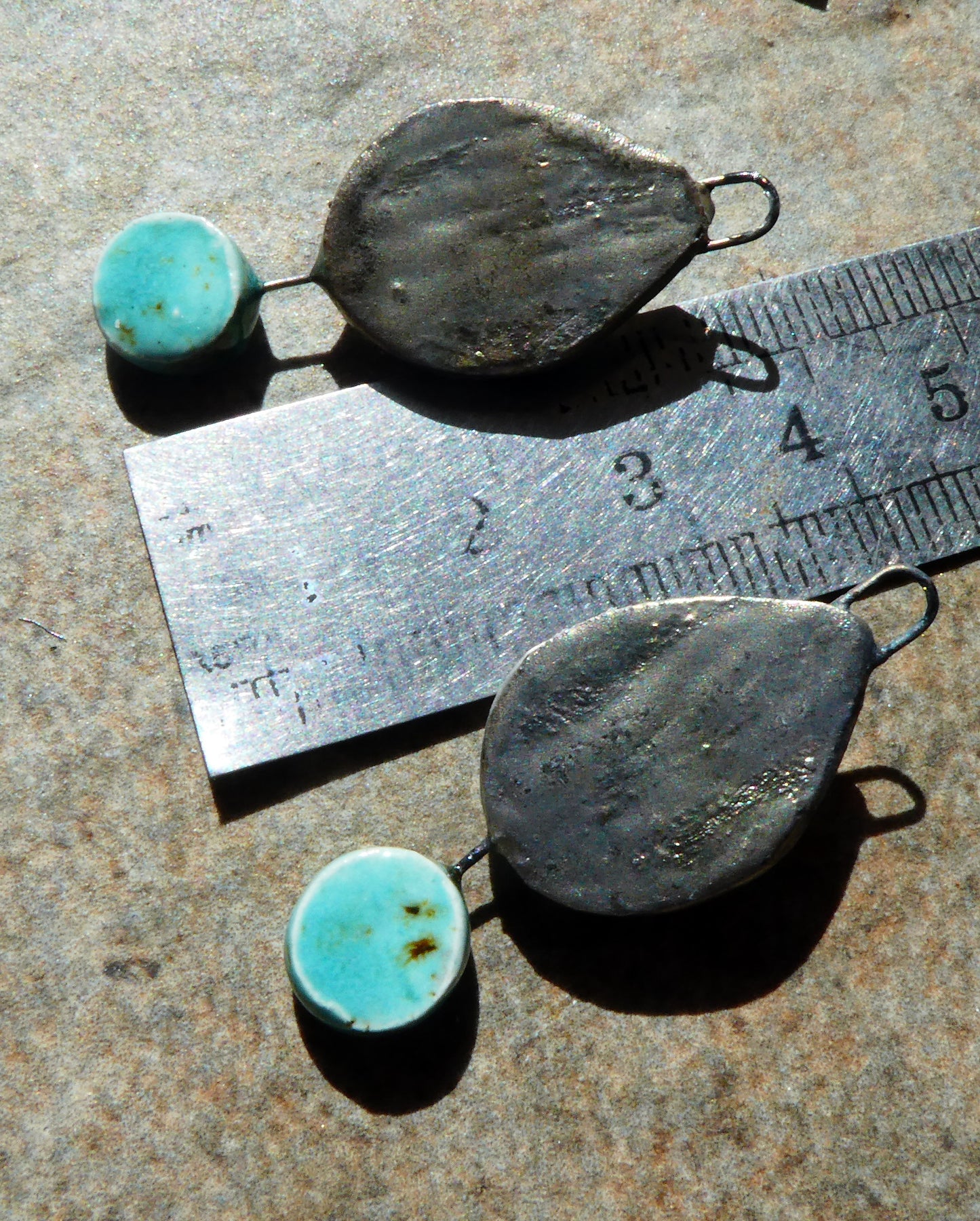 Ceramic Moulded Teardrop Dangles -Blue Guppy