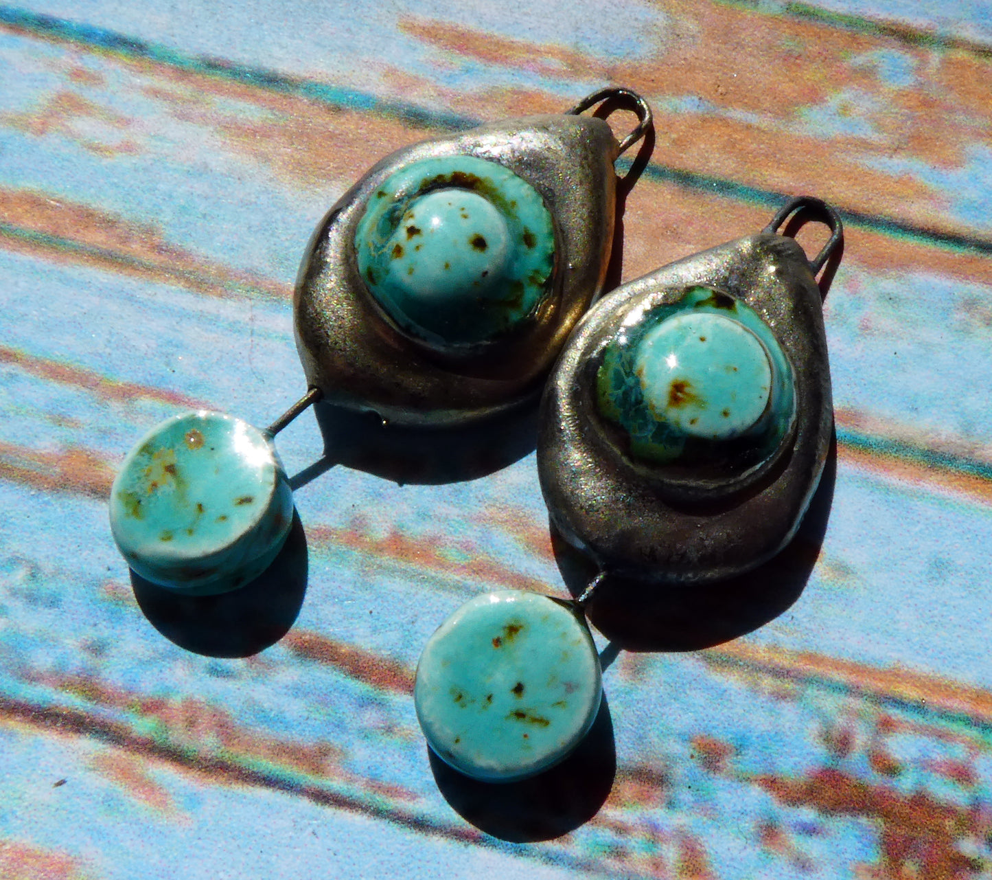 Ceramic Moulded Teardrop Dangles -Blue Guppy