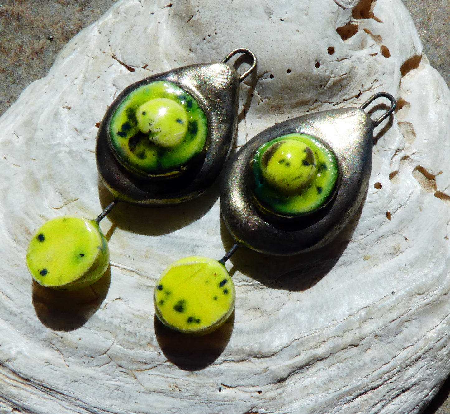 Ceramic Moulded Teardrop Dangles -Mardi Gras