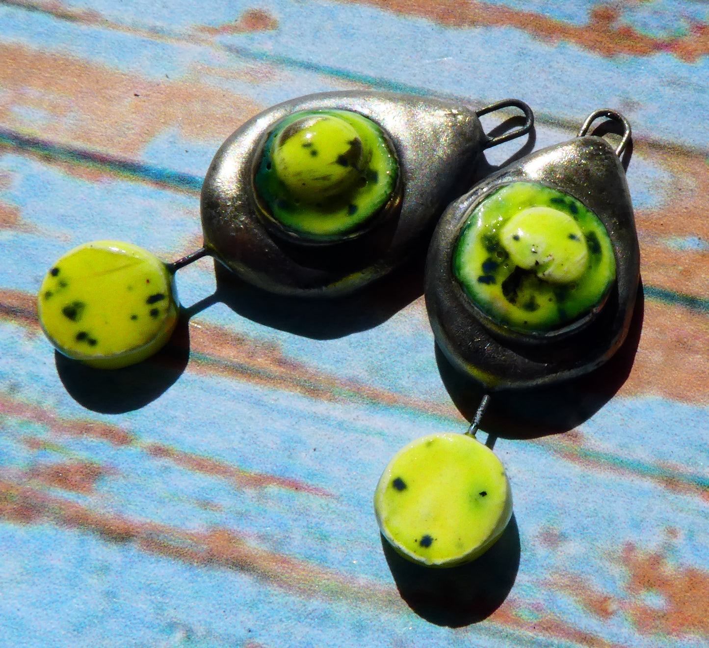Ceramic Moulded Teardrop Dangles -Mardi Gras