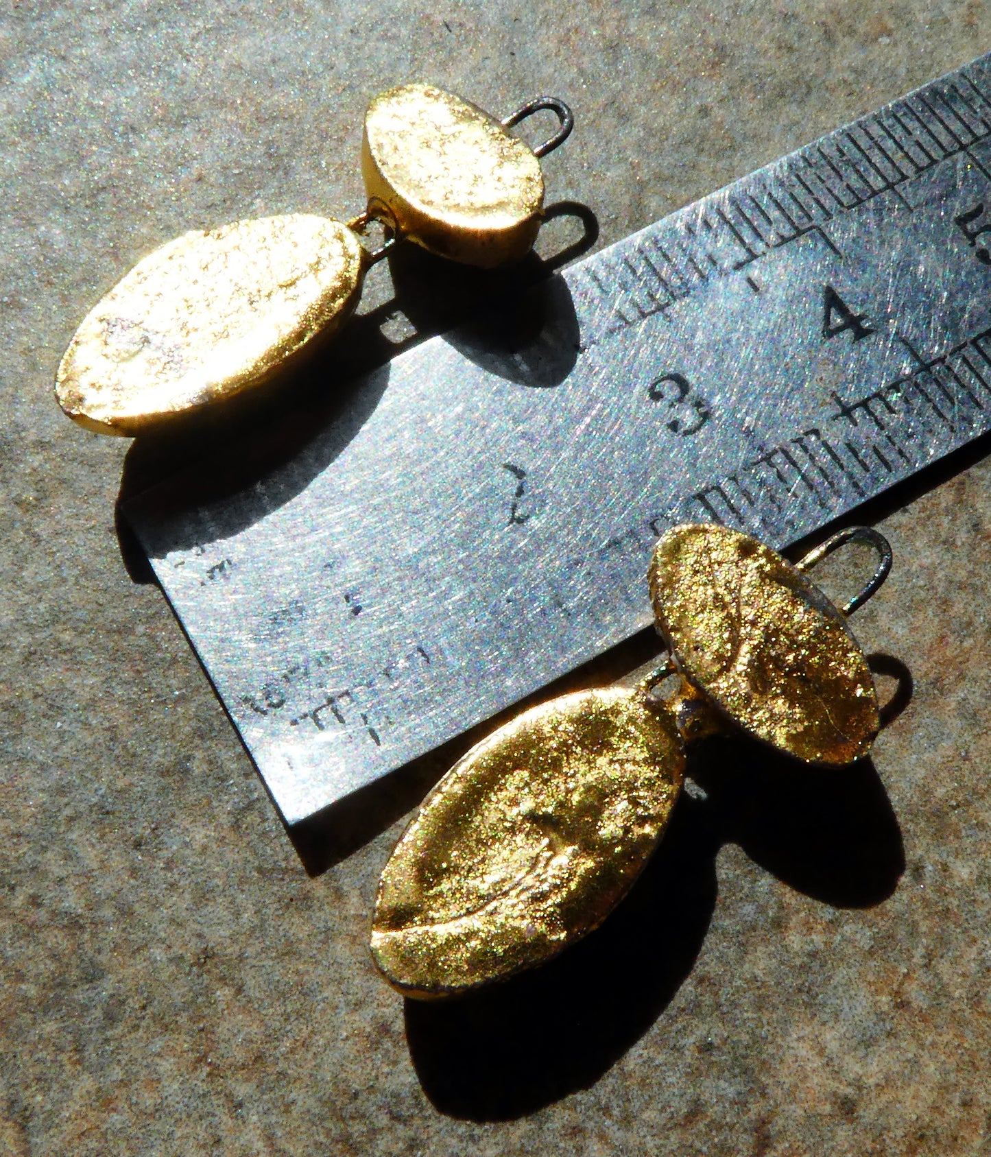 Ceramic Moulded Double Oval Earring Charms -Platinum and Gold