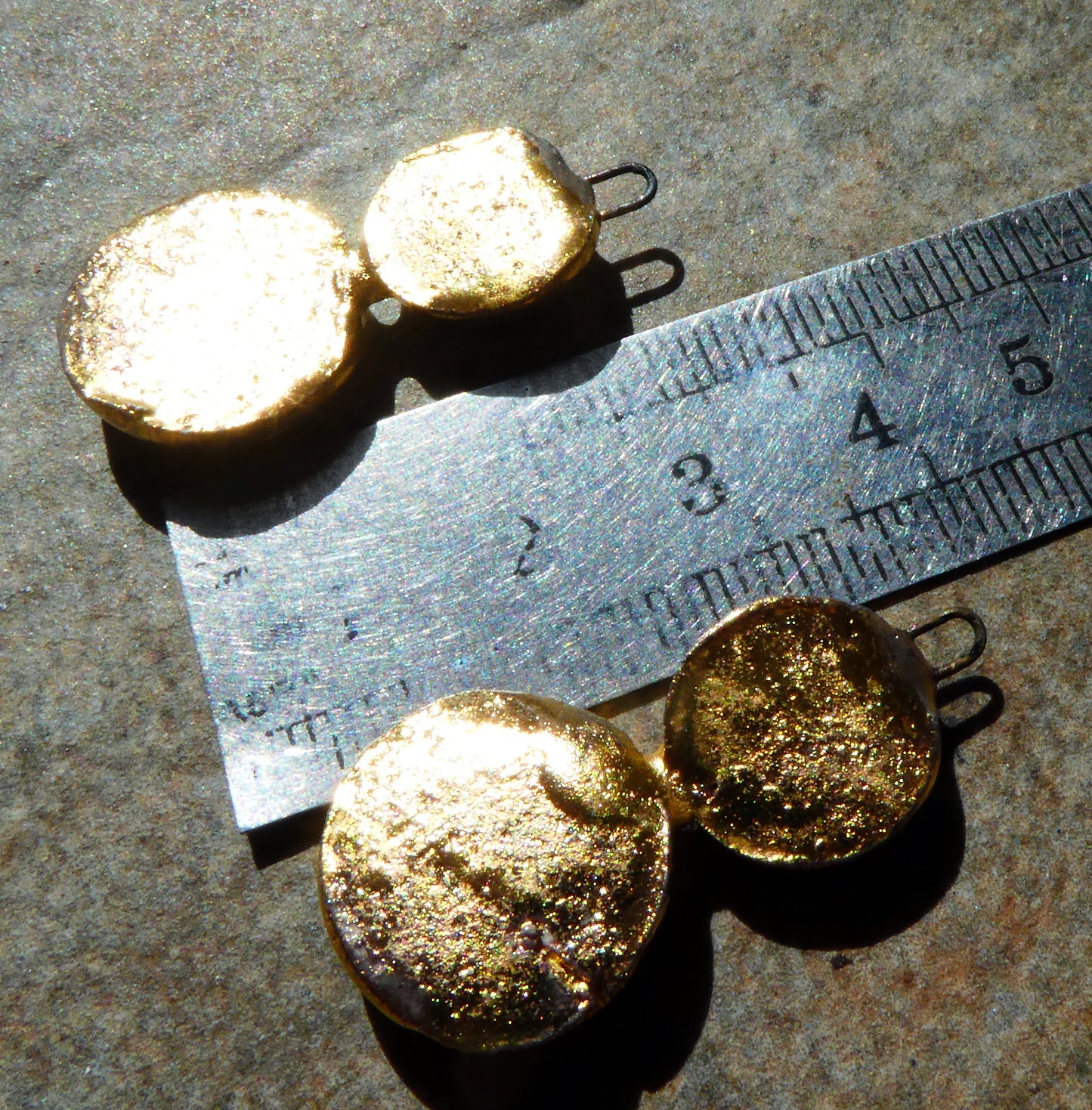 Ceramic Moulded Double Disc Earring Charms - Platinum and Gold