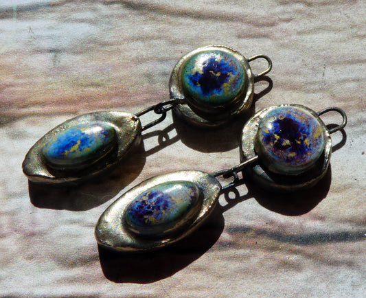 Ceramic Moulded  Disc and Oval Dangles -Sailors Delight
