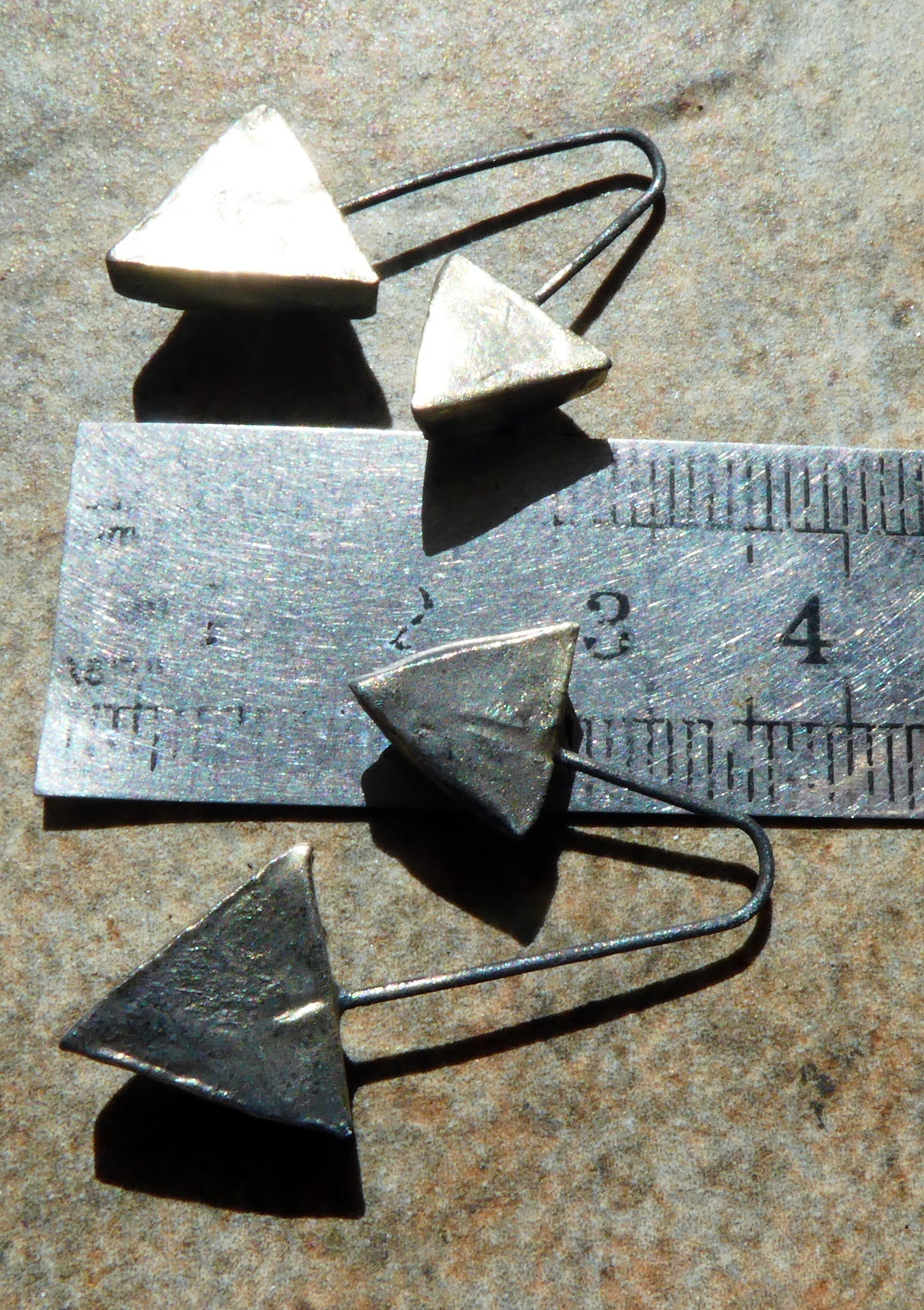 Ceramic Moulded Double Triangle Dangles -Poppy Fields