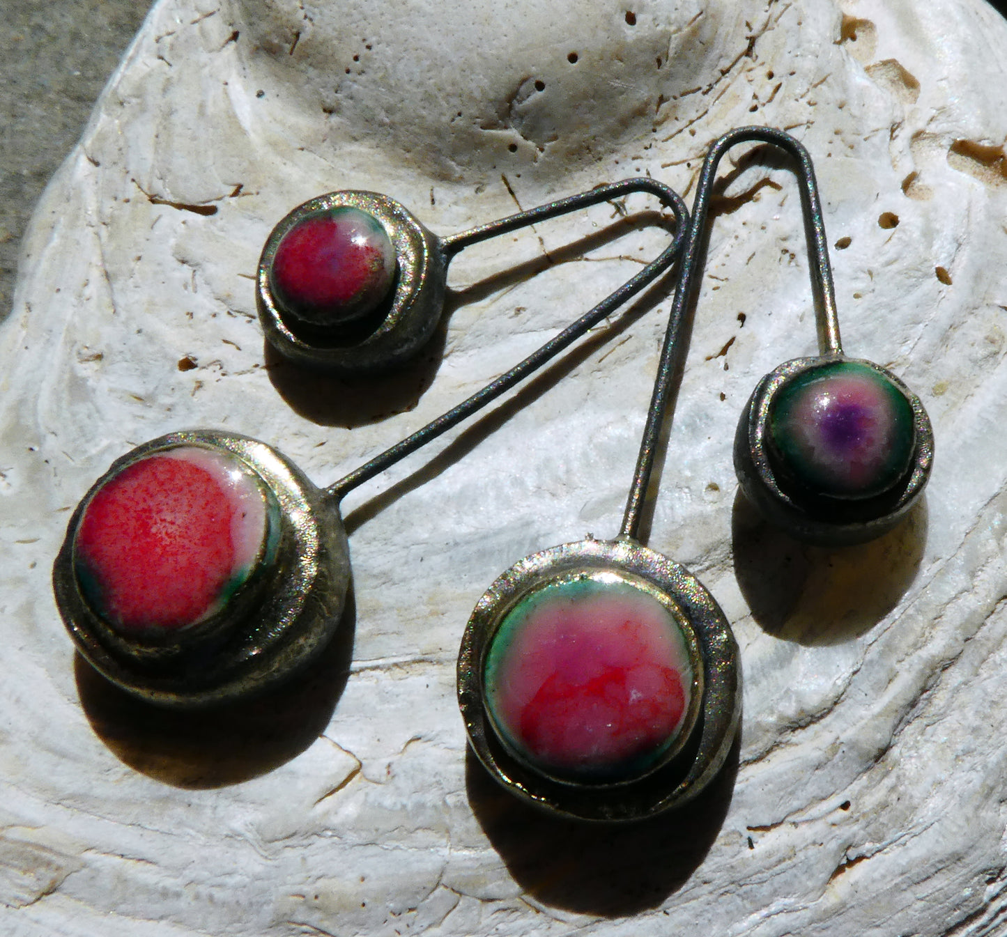 Ceramic Moulded Double Disc Dangles -Berry Tart