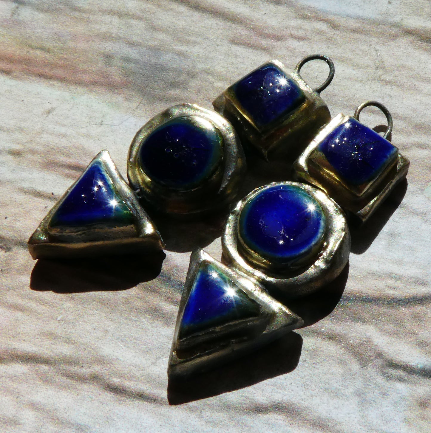 Ceramic Moulded Stack Charms - Mirror Blue