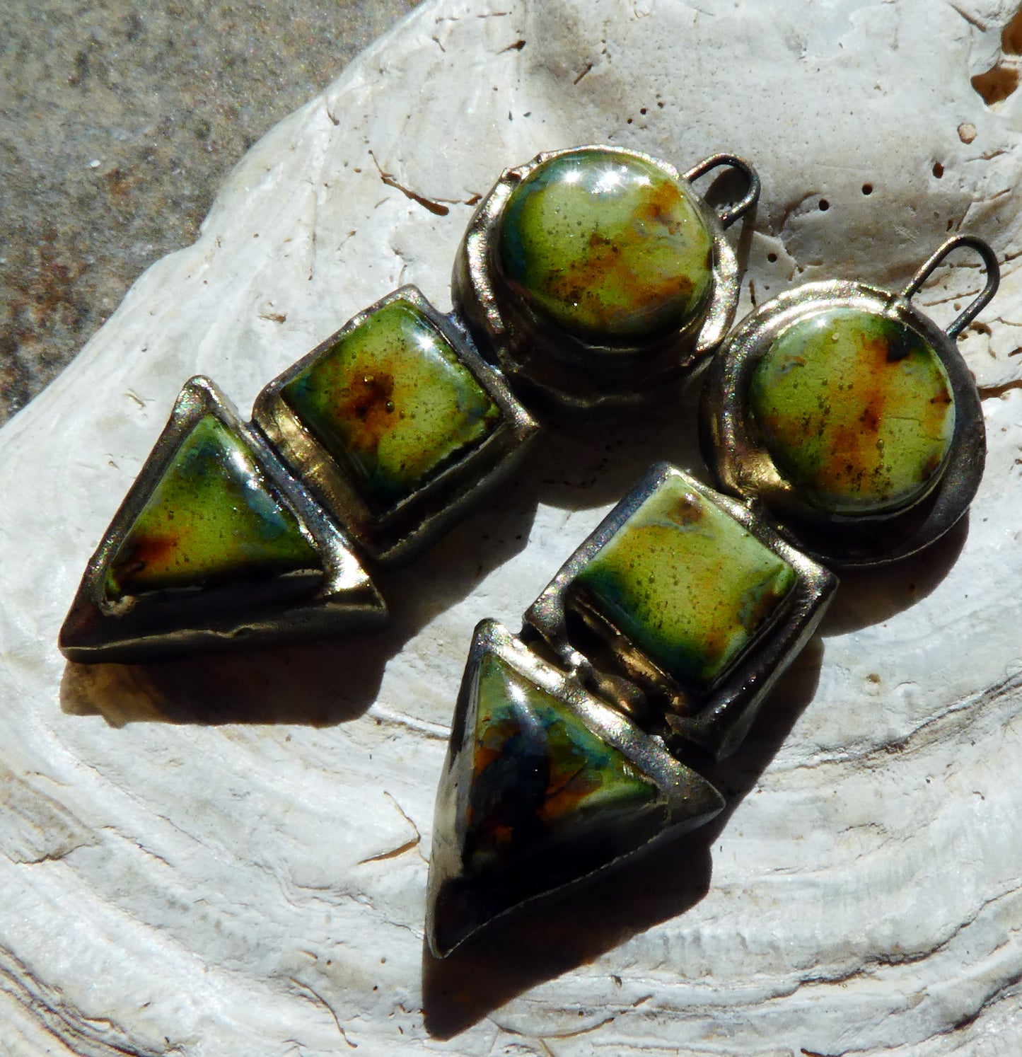 Ceramic Moulded Stack Charms - Cappuccino Mint