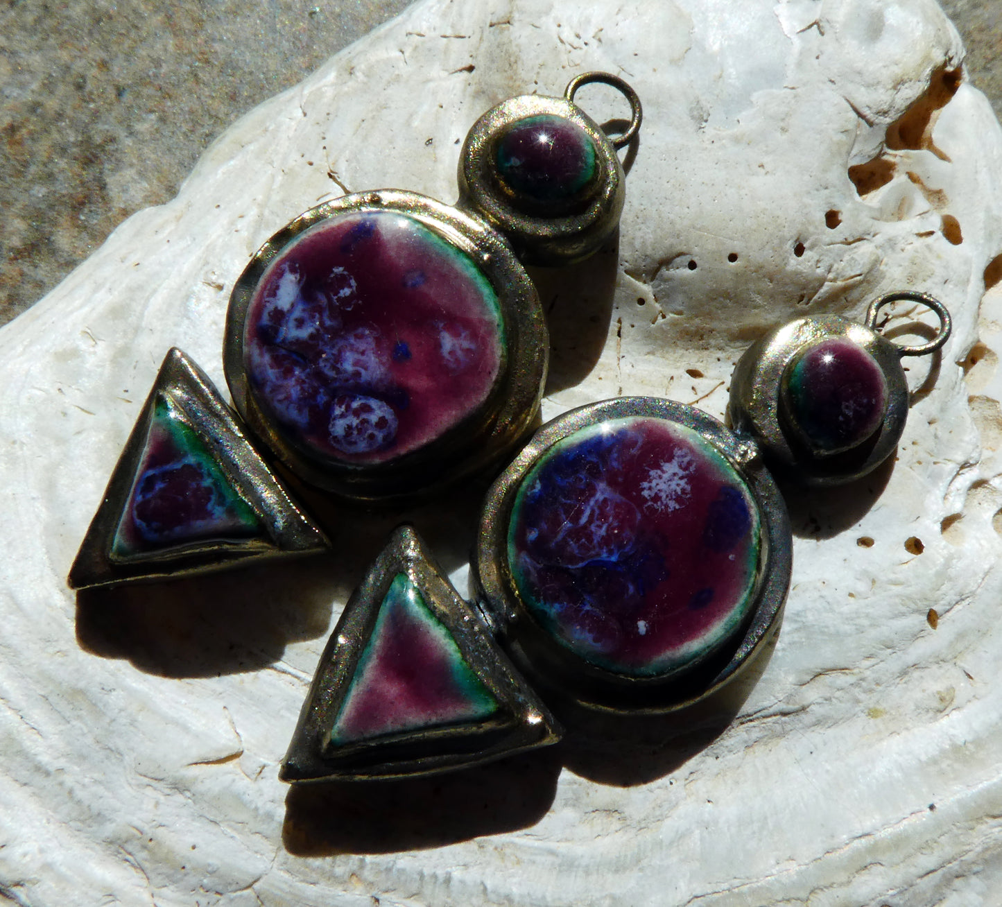 Ceramic Moulded Stack Charms -Plum Jelly