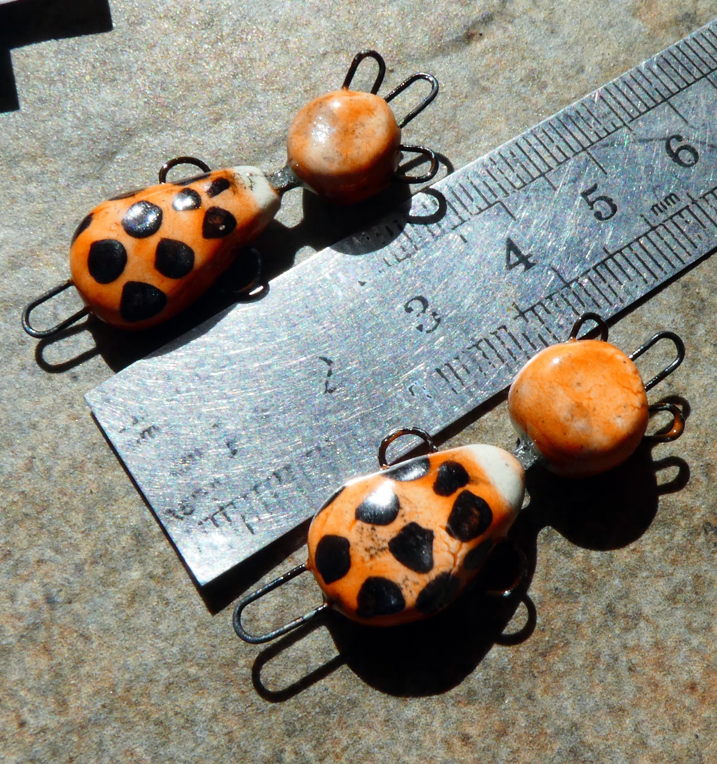 Ceramic Polka Dot Girls Connectors - Ginger