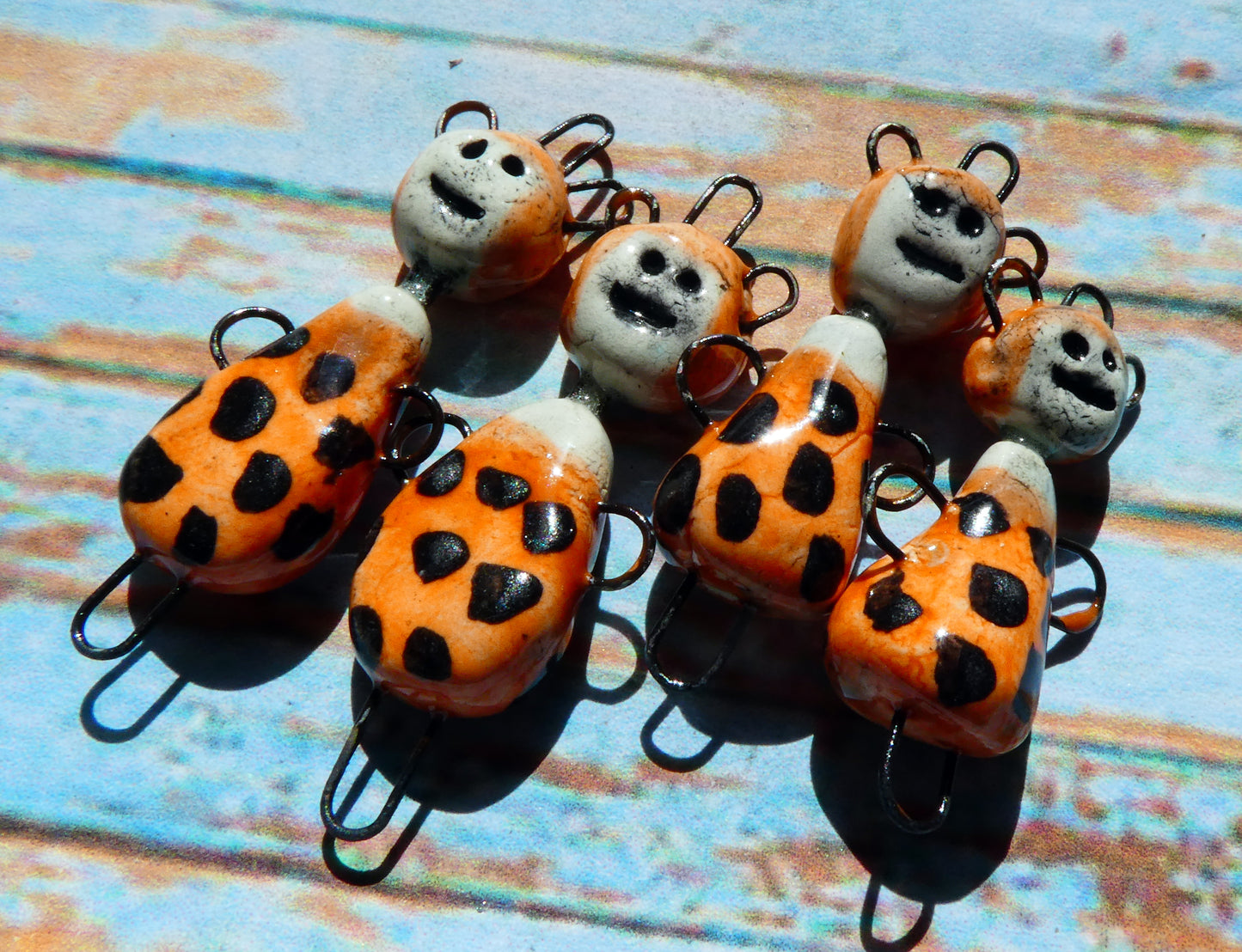 Ceramic Polka Dot Girls Connectors - Ginger
