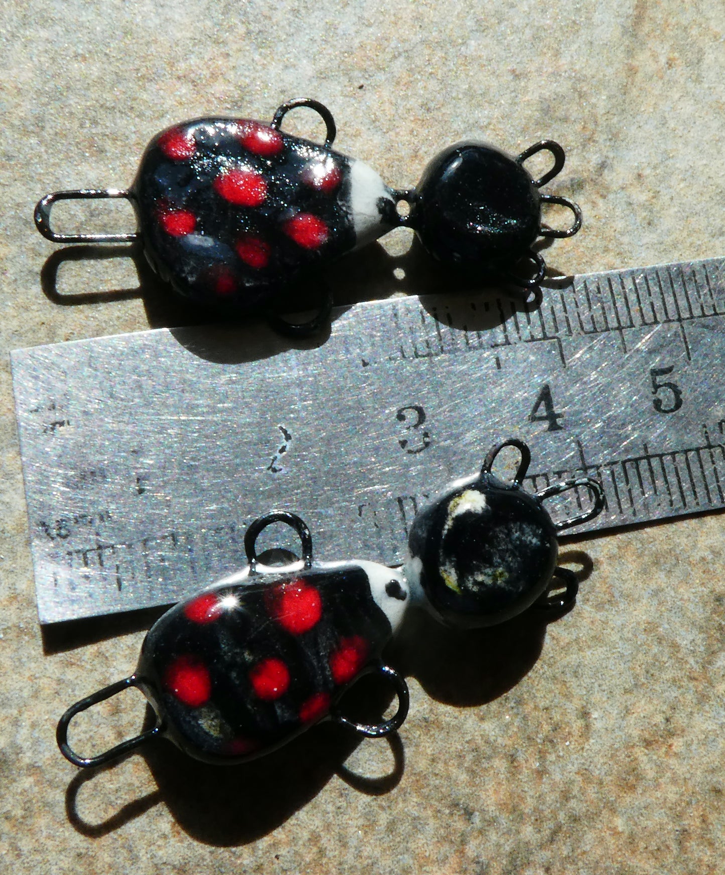 Ceramic Polka Dot Girls Connectors -Blackie