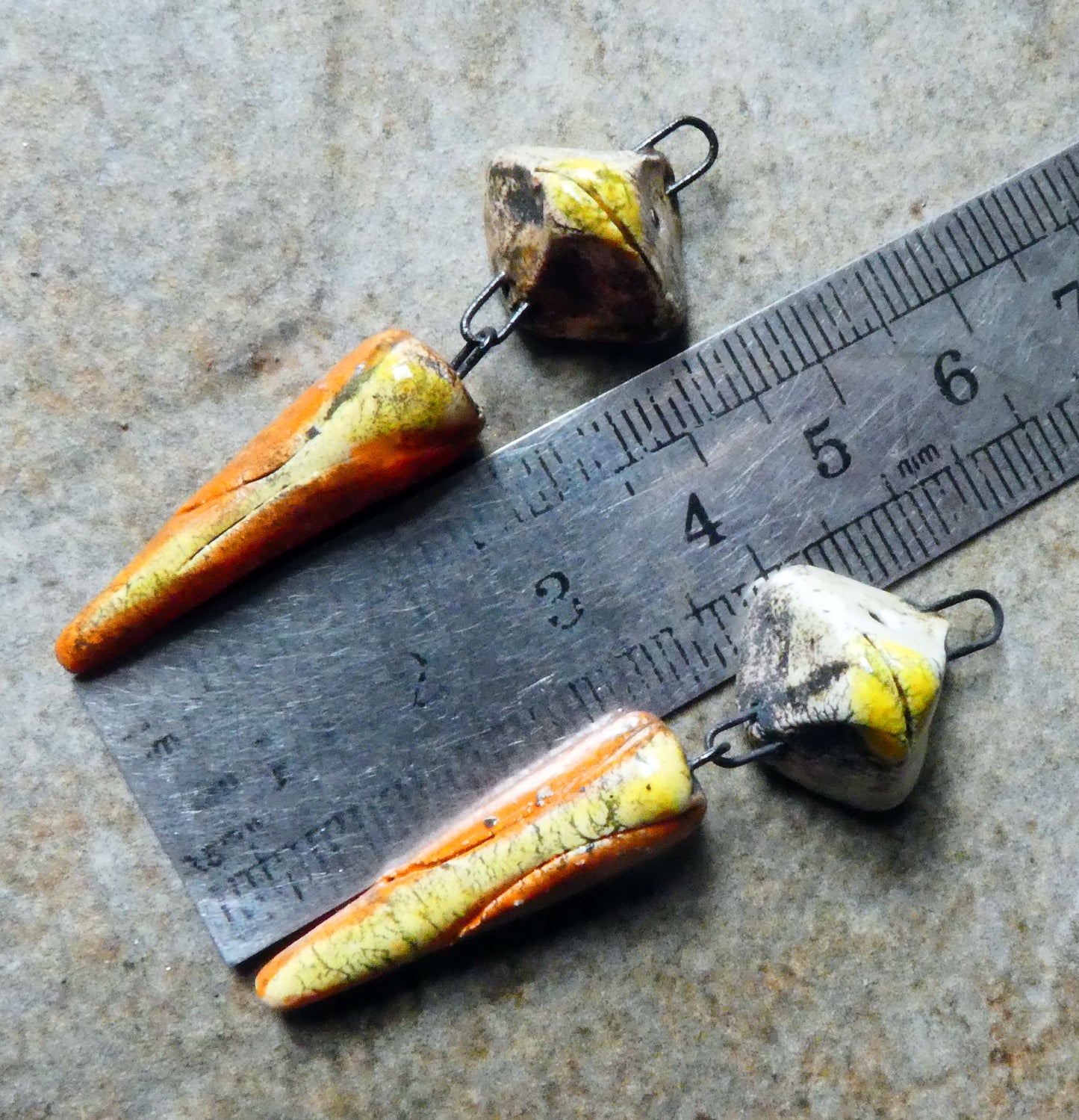 Ceramic Scruffy Bird Totem Dangles