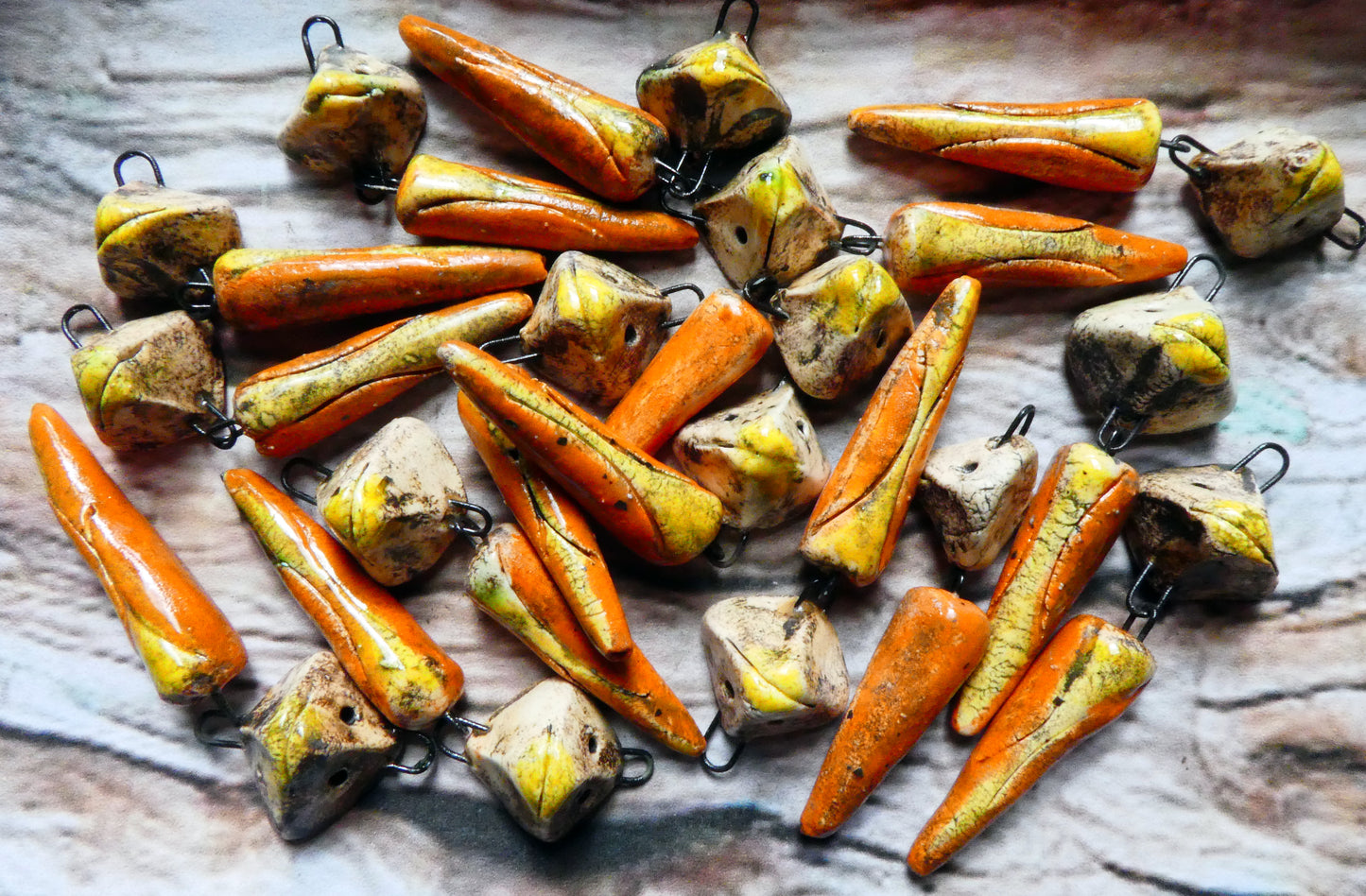 Ceramic Scruffy Bird Totem Dangles