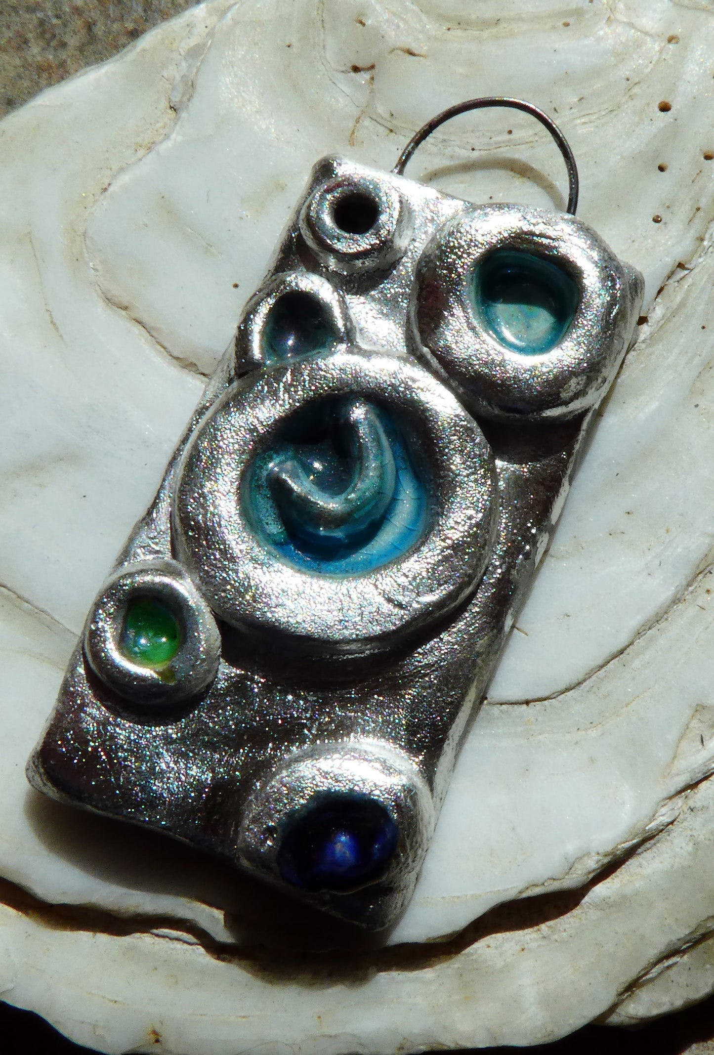 Ceramic Moulded Circles Pendant #1