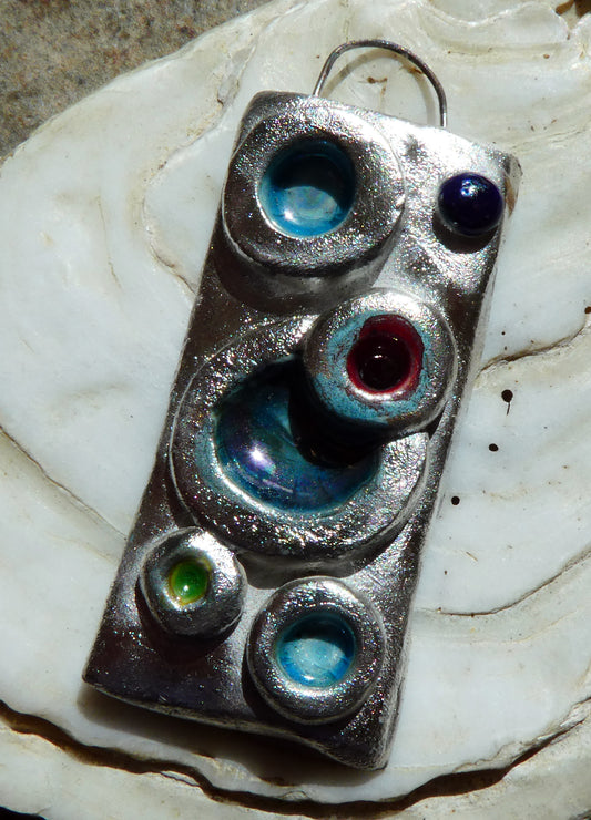 Ceramic Moulded Circles Pendant #2