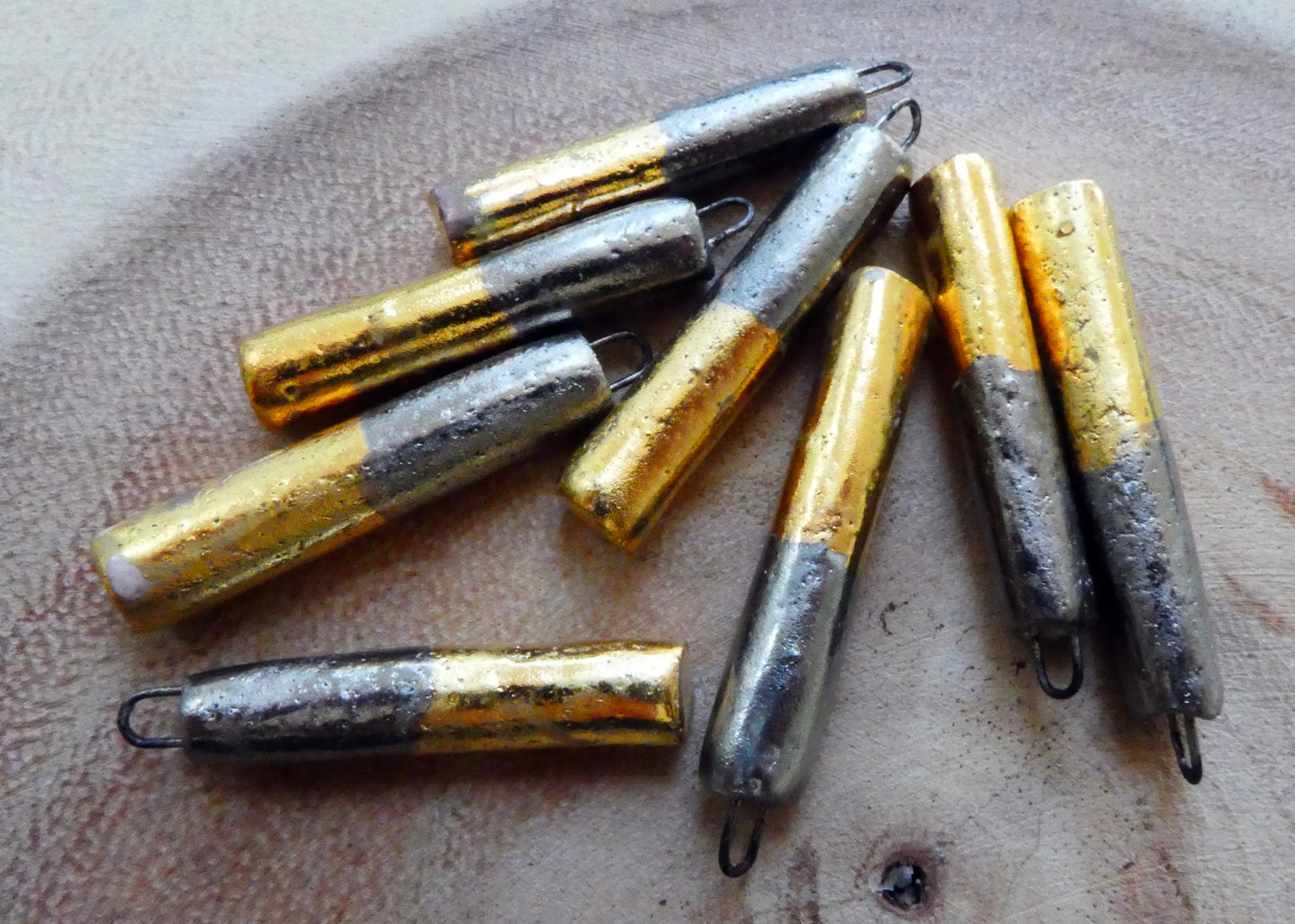 Ceramic Stick Charms - Gold and Platinum