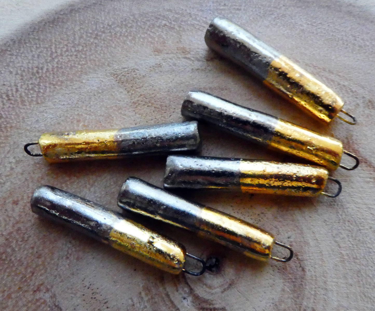 Ceramic Stick Charms - Platinum and Gold