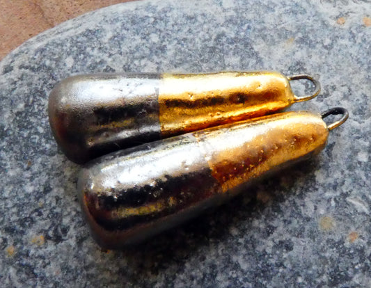 Ceramic Baton Charms - Platinum and Gold