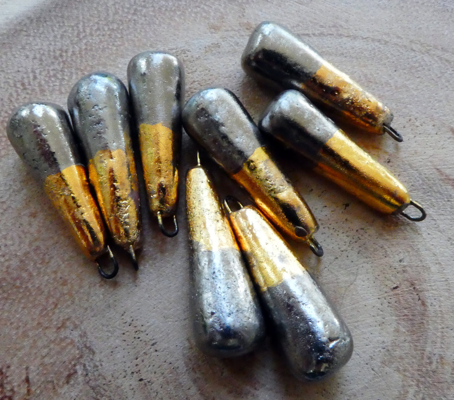 Ceramic Baton Charms - Platinum and Gold