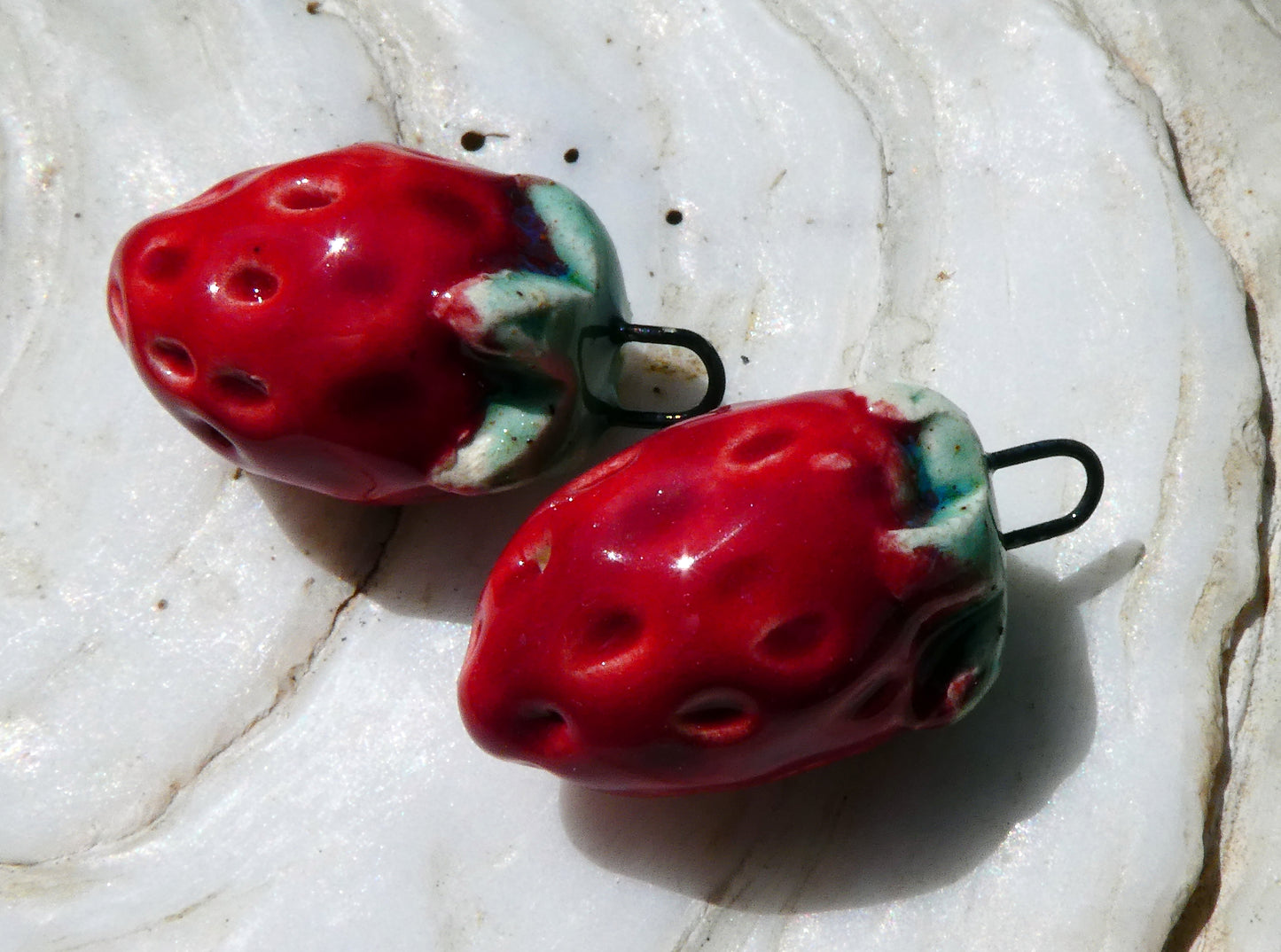 Ceramic Strawberry Earring Charms