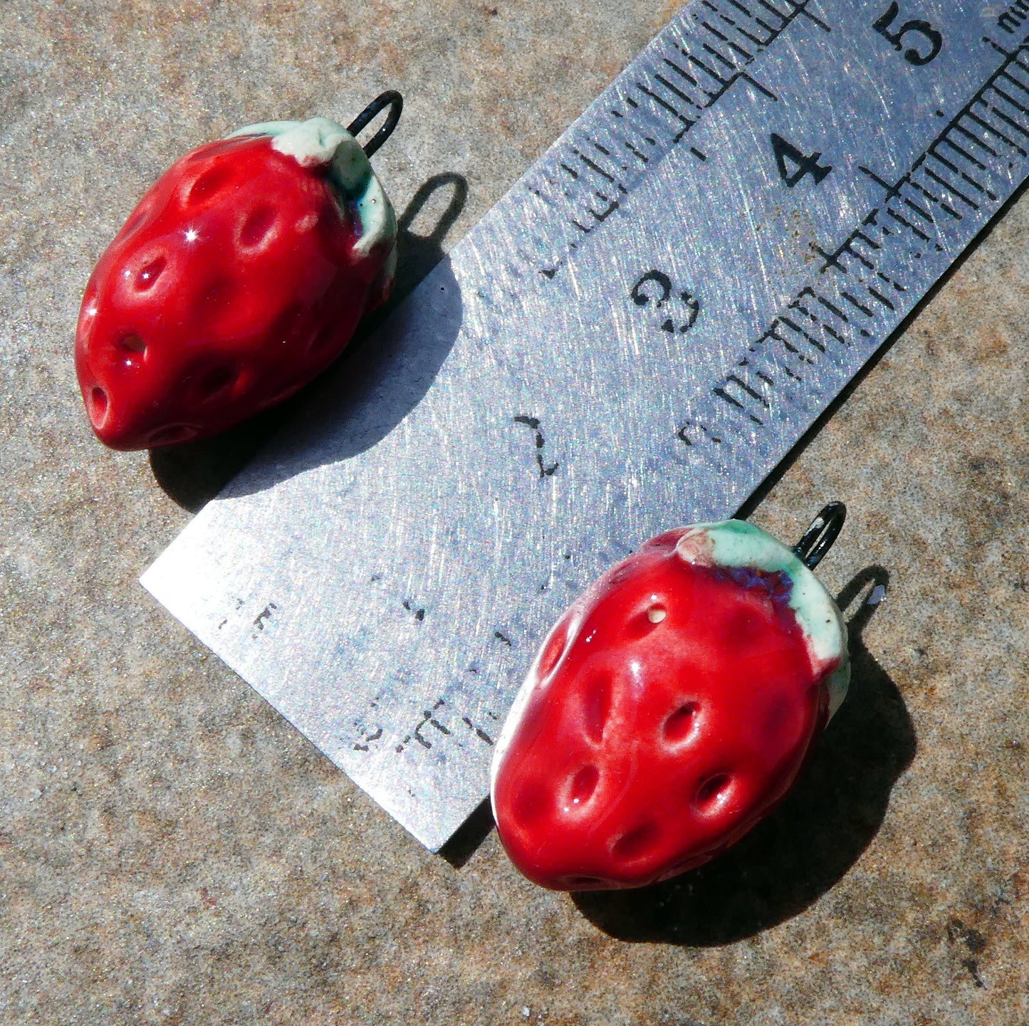 Ceramic Strawberry Earring Charms