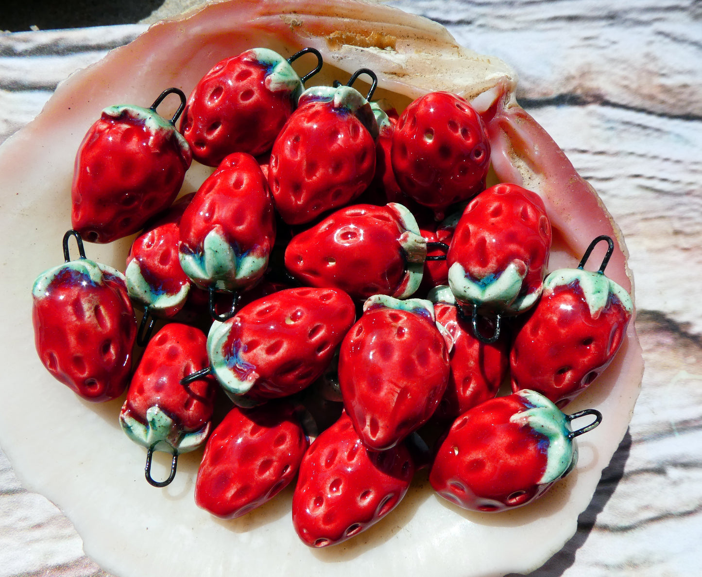 Ceramic Strawberry Earring Charms