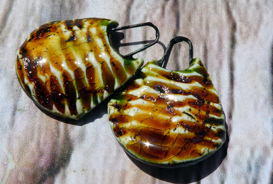 Ceramic Reed Textured Charms - Cognac