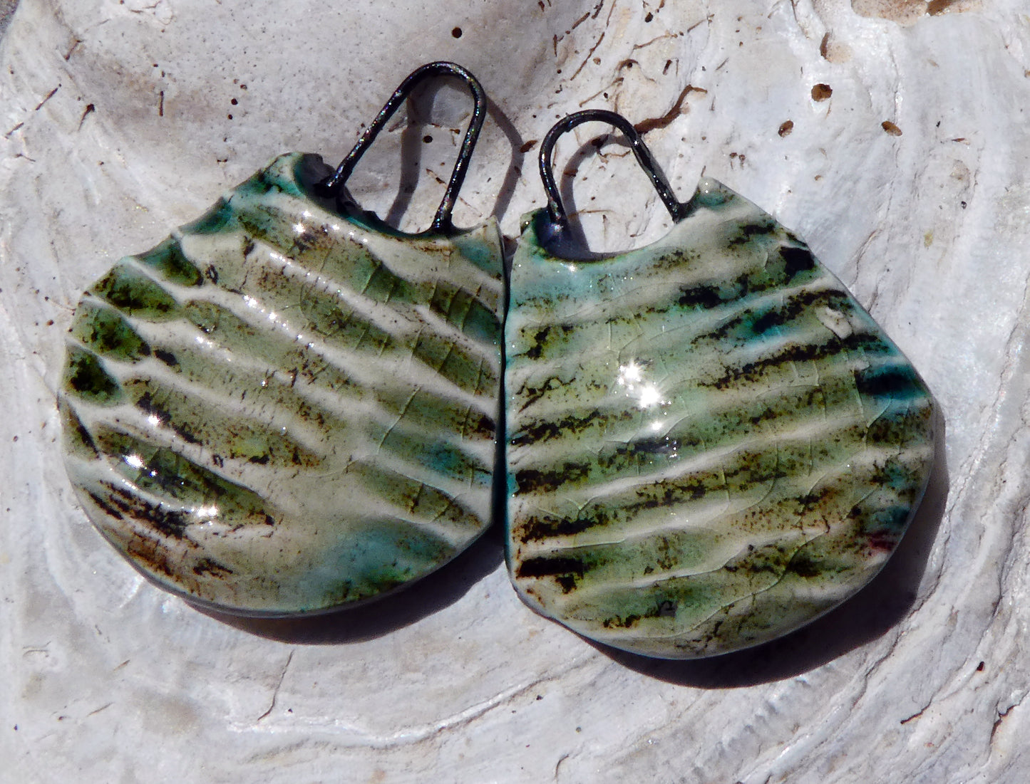 Ceramic Reed Textured Charms - Green Tea